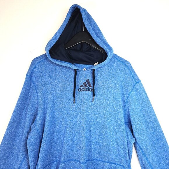 Adidas Heathered Blue Pullover ClimaWarm Hoodie Sweater - Picture 3 of 8